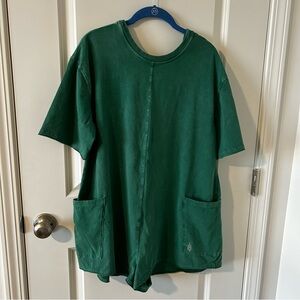 Free People Hot Shot Romper in heritage green